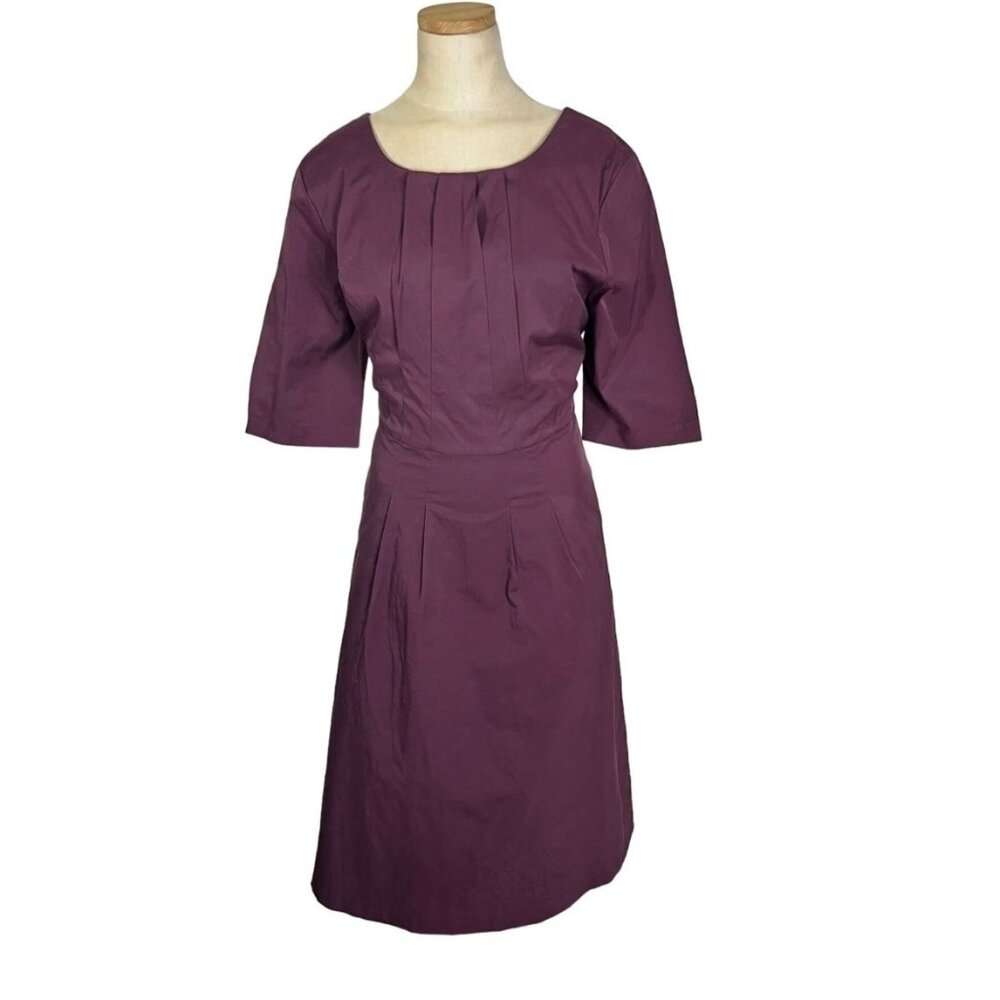 Mikarose dress purple scoop neck half sleeve fit flare L